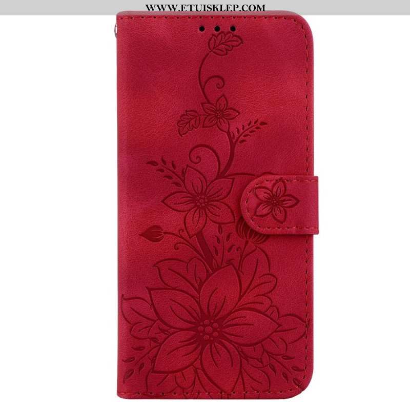 Etui Folio do iPhone 15 Pro Max z Łańcuch Kwiatowy Pasek